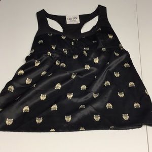 Kirra owl print silky tank